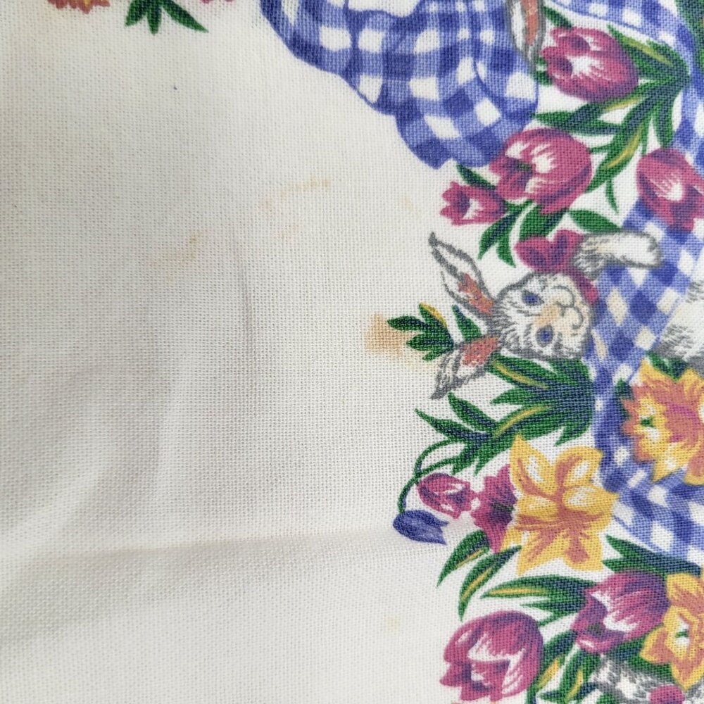 VTG 90s Easter Linens Napkins Set of 8 Picnic Country Spring Bunny Eggs Floral - Picture 6 of 8